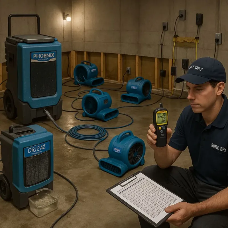 Structural Drying and Dehumidification process in Sherwood Shores, TX